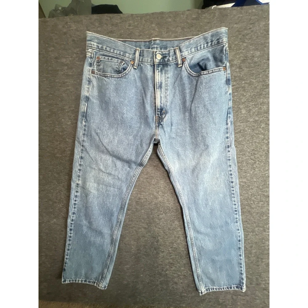 Levis 505 Regular Fit Mens Jeans Light Wash Blue Denim W36 L30 Straight Leg